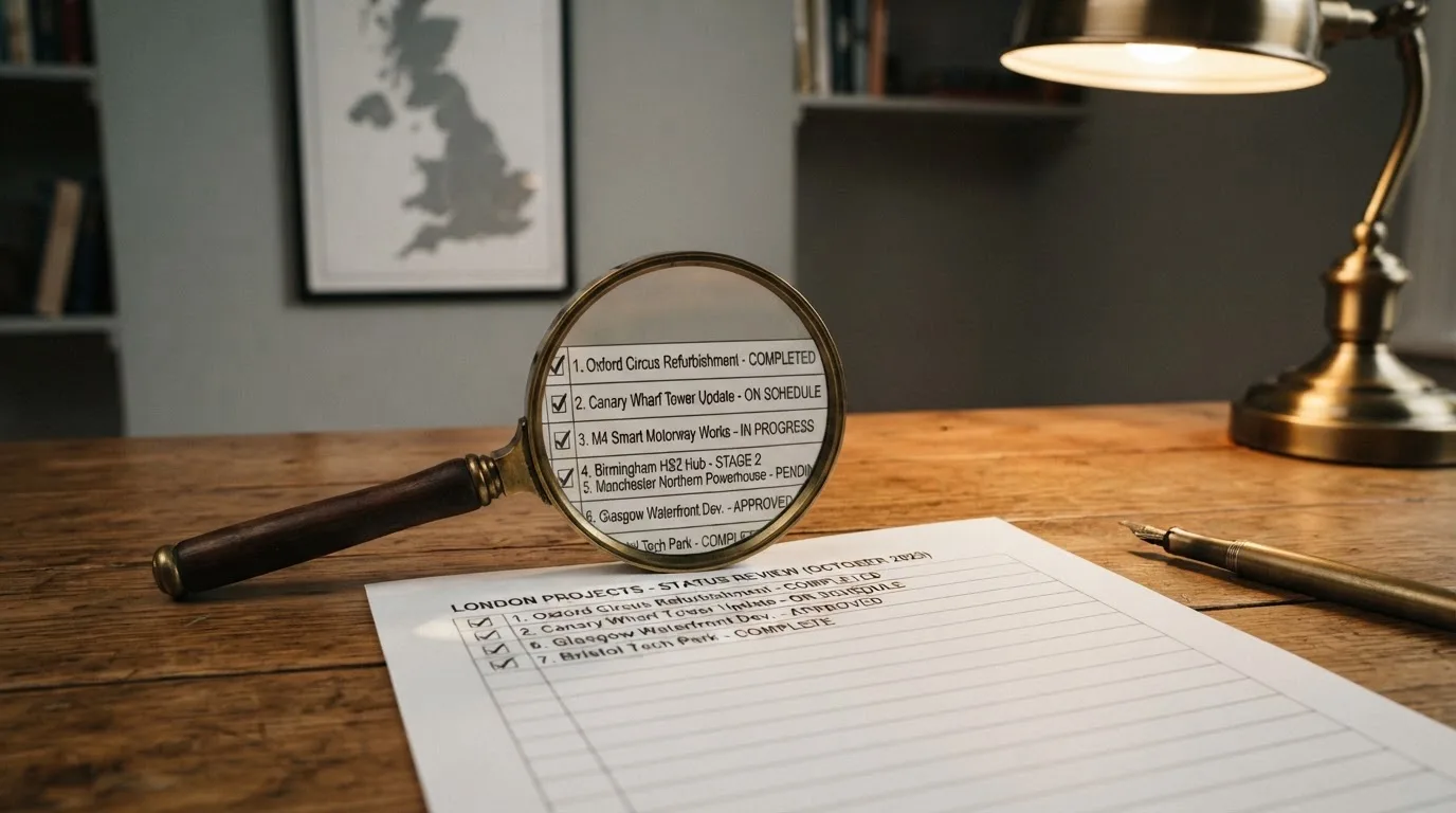 A magnifying glass held over a printed gambling licence certificate on a desk, with a UK map faintly visible in the background